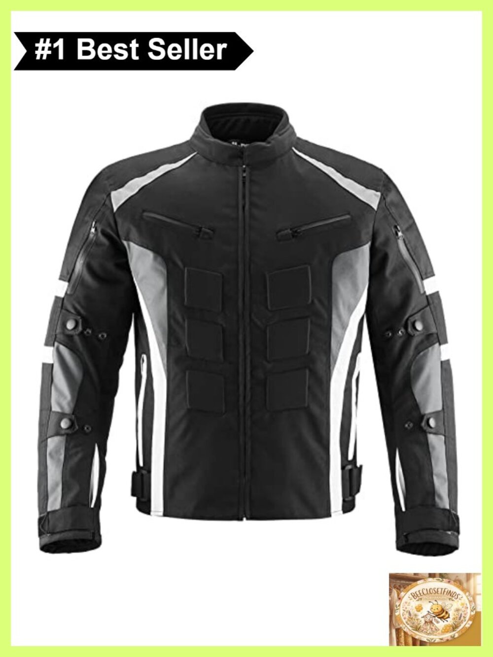 Men's Motorcycle Jacket CE Armor Water Resistant Adjustable Riding Gear
